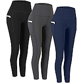 Fengbay 3 Pack High Waist Yoga Pants with Pocket Leggings Tummy Control Workout Running Yoga Leggings for Women