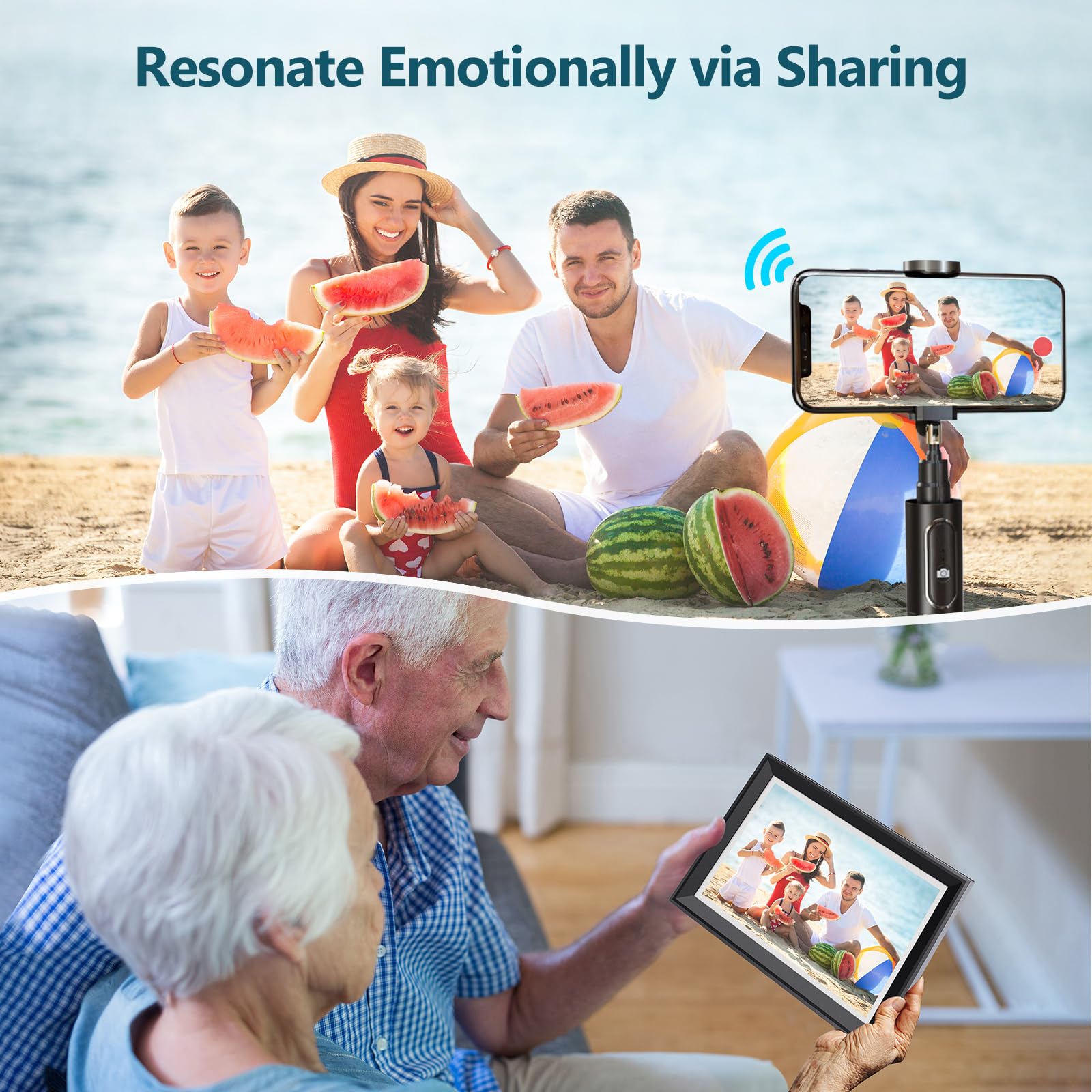 Atatat 10.1 Inch WiFi Digital Photo Frame, Electronic Smart Picture Frame with IPS Touch Screen, Internal 32GB Storage & Multi-User Binding, Easy Set Up and Instantly Photo Upload via APP or EMAIL