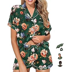 WJing Yi Jia Womens Pajama Sets XS-4XL Silk Satin