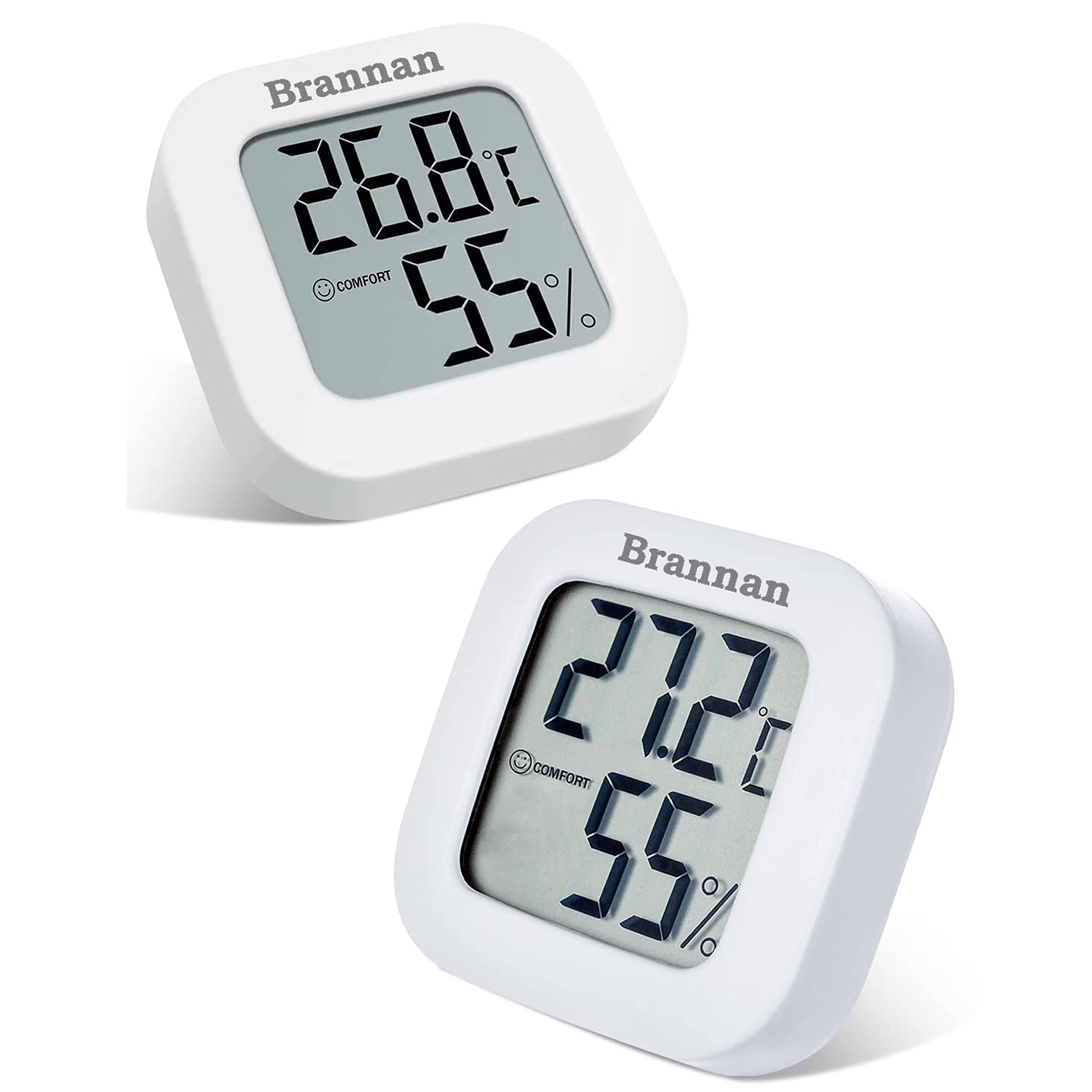Brannan Twin Pack LCD Room Thermometer Indoor Humidity Meter Hygrometer - Accurate Thermometer Room Temperature and Humidity Meter Digital Display to Monitor House Home Office Nursery Bedroom Baby Car