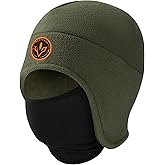 BASSDASH Soft Fleece 2-in-1 Hat with Ski Mask Ear Flap Ice Fishing Hunting Beanie for Men Women Cold Weather Winter