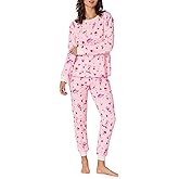 Bed Head PJs Womens Long Sleeve Pullover Pajama Shirt and Jogger Pants Set - Stretch Jersey PJ Sleepwear & Loungewear Set