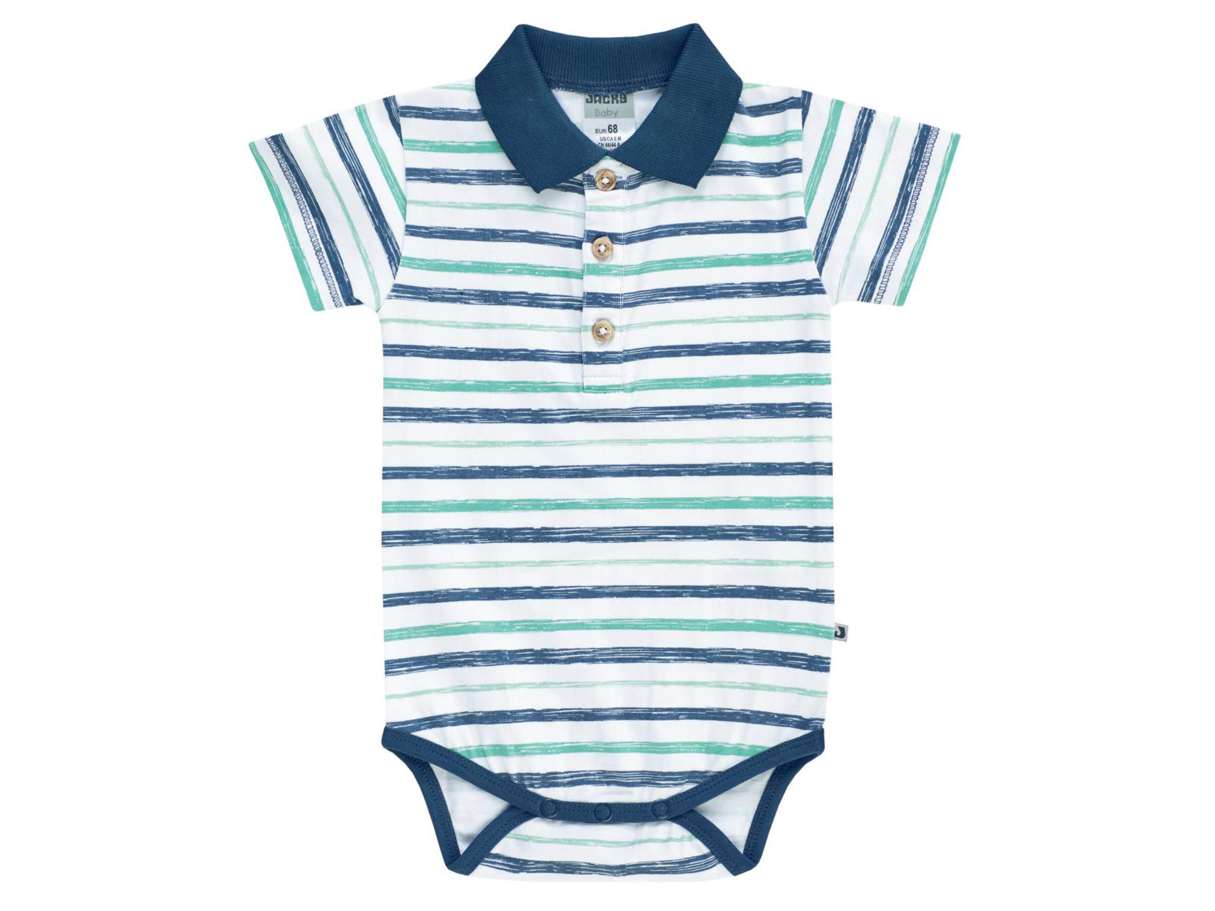 JACKY Baby Boys' Polo-Body Kurzarm Lion The King Shaping Bodysuit, Green (Ringel 9100), 30 (Size: 56)
