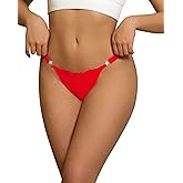 Banamic Sexy Thongs for Women G-String Thongs with Double Straps Floral Lace Breathable Panties