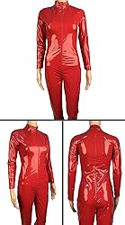Metallic Bodysuit for Women PVC Leather Sexy