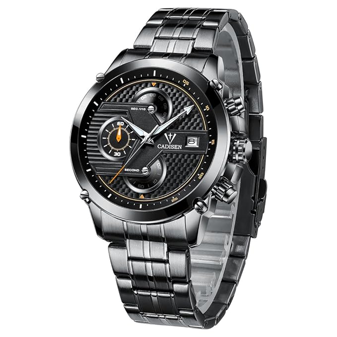 Docooler Cadisen Watch Men Sport Brand Chronograph Clock Quartz Wristwatch Business Waterproof Watch Men