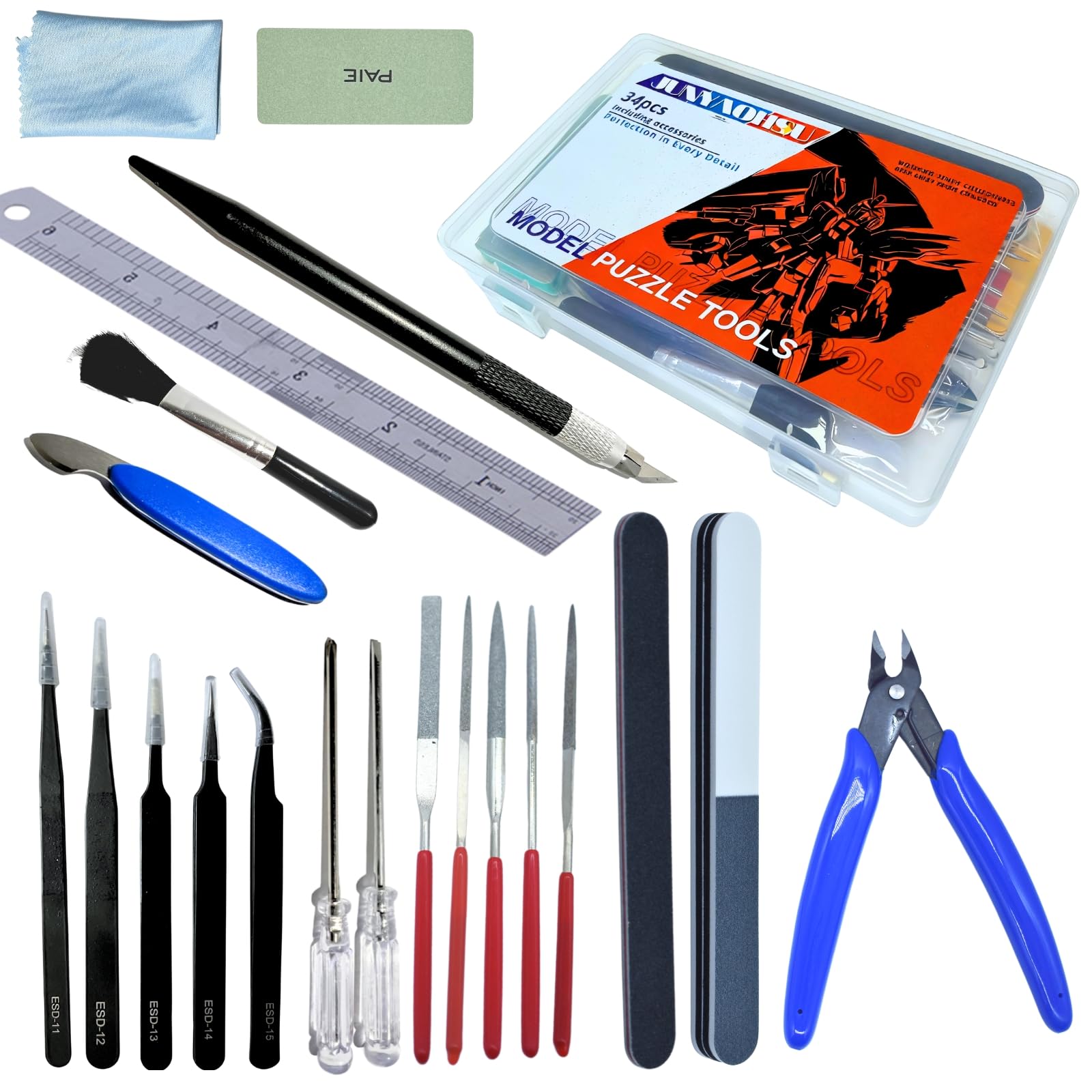 JUNYAOHSU Gundam Model Tools Kit, 34pcs Hobby Tool Set, Pliers