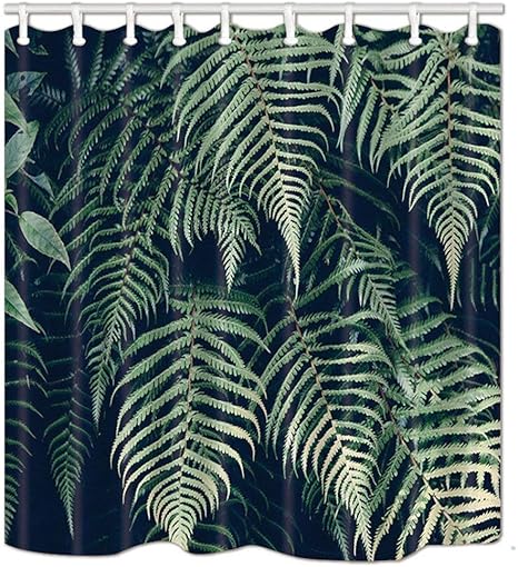 Amazon Gooeoo 熱帯植物シダ葉芸術写真プリントシャワーカーテン3dプリント防水コートポリエステル生地浴室付き12フック71インチ シャワーカーテン ホーム キッチン オンライン通販
