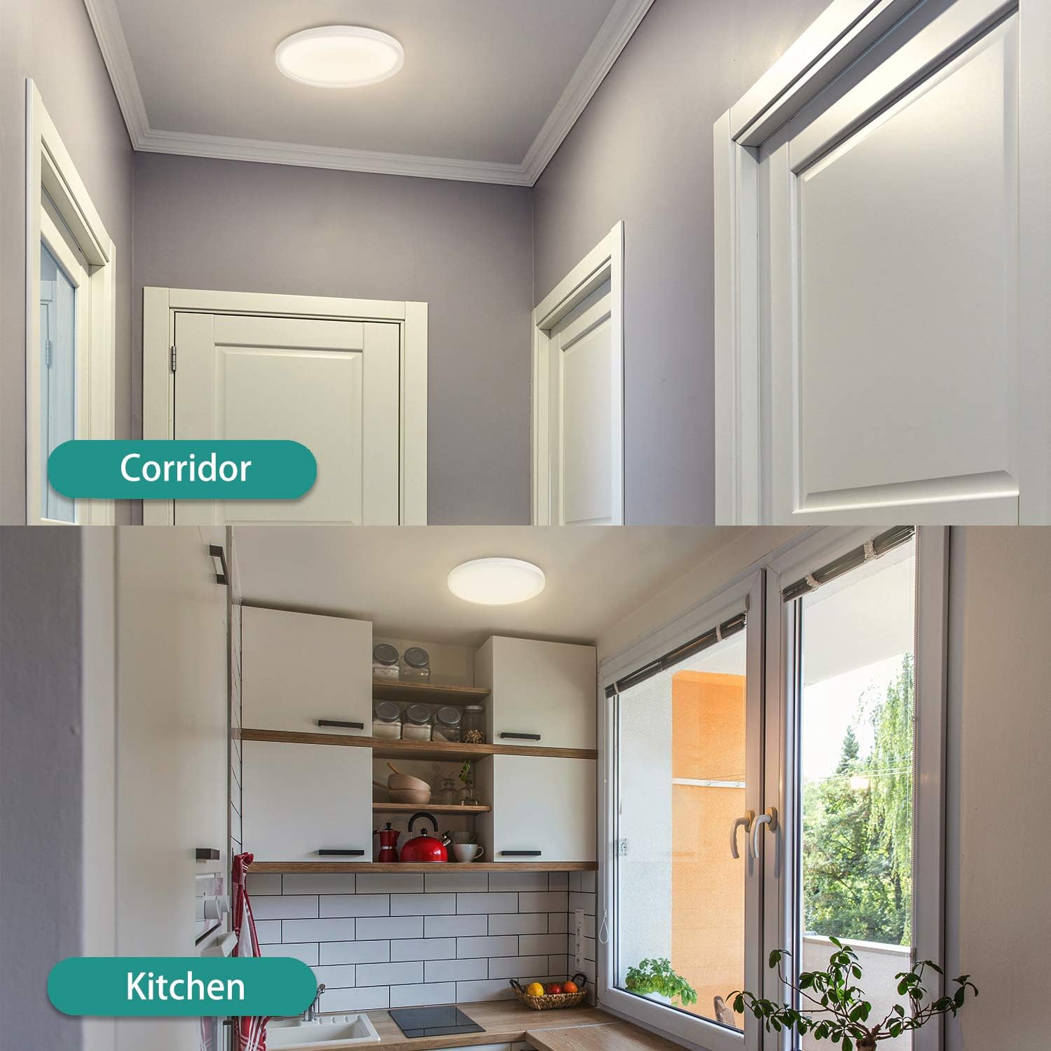 Combuh Ceiling Light 24W 9 Inch Round Flush Mount LED Close to Ceiling Lamp Fixture Warm White 3000K for Kitchen Hallway Balcony Stairwell Not-dimmable - - 