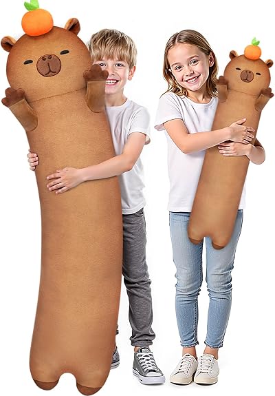 Mewaii 20in Long Capybara Plush Body Pillow Soft Squishy Cute Gift