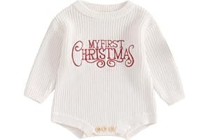 MA&BABY My First Christmas Baby Christmas Sweaters Letter Embroidered Long Sleeve Fall Winter Knitted Pullover