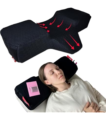 XOLLOZ Wimpernverlängerung Kissen - Memory Foam Mit Nackenstütze, Werkzeug-Taschen, Waschbarer Bezug