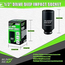 SUNHZMCKP 1/2” Drive Deep Impact Socket, Metric