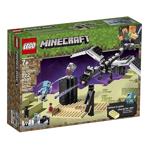 LEGO Minecraft The End Battle 21151 Ender Dragon Building Kit Includes  Dragon Slayer and Enderman Toy Figures for Dragon Fighting Adventures (222 
