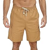 NITAGUT Men's Linen Shorts Summer Beach Casual Drawstring Shorts with Multi Pockets