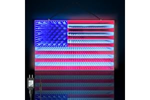 BEATINEON 3D American LED Flag Infinity Mirror Light - 23" x 15" Hanging American Flag Indoor Light for President's Day, Memorial Day, July 4th National Day, Halloween, Christmas, New Year Patriotic Decoration