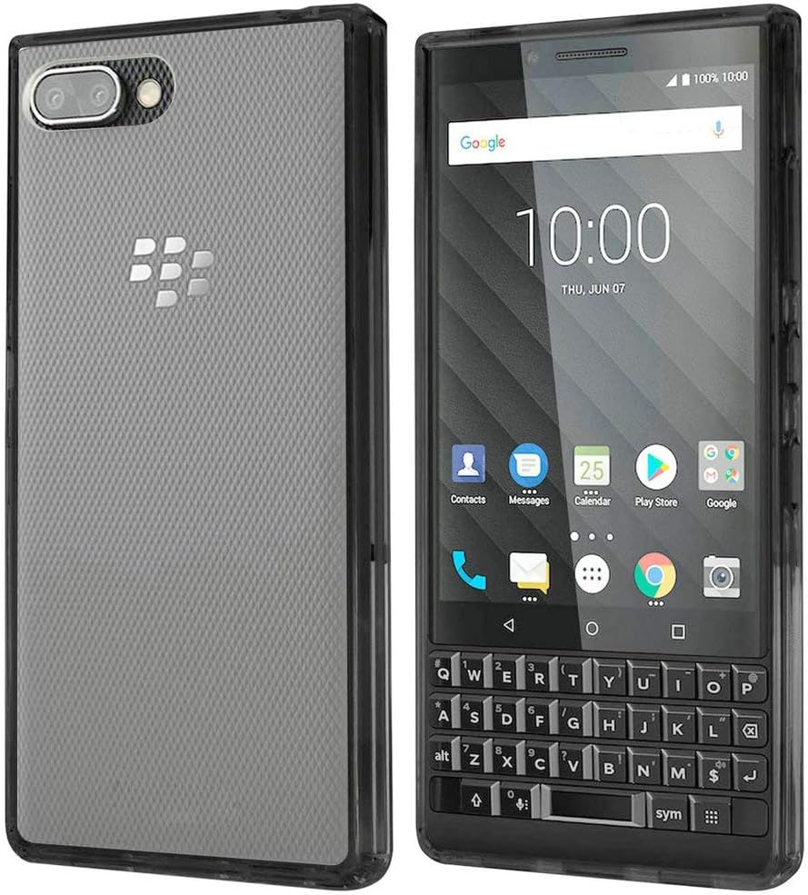 LuckQR Crystal Clear Case for BlackBerry KEY2, Lightweight Slim, Tough Defense, Transparent Hard Back Cover and Black Bumper Protect Phone Full Body Edge Corner Shockproof, Precise Size fit Perfect