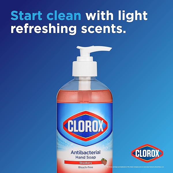 CLOROX LIQUID HAND SOAP PUMP OZ HAND SOAP LIQUID HAND SOAP ELIMINATES GERMS AND BACTERIA SOFT ON HANDS TOUGH ON DIRT, STRAWBERRY, 16 OUNCE – CLOROX HAND SOAP, HAND WASH, SOFT SOAP, FOAM SOAP