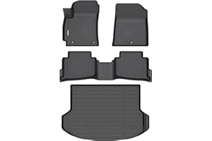 GINOWY- Floor Mats & Cargo Liner for Kia Seltos 2024 2025 2026, TPE All Weather Protection Seltos Car Mats 2024, Custom Seltos Floor Liners Non-Slip Trunk Mat, Waterproof Accessories Black