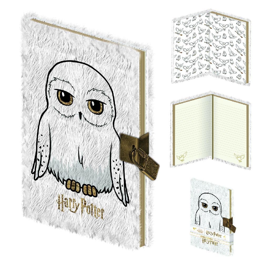 Pyramid International HARRY POTTER Hardback Lockable Notebook, A5 Lined Pages (Fluffy Hedwig Design) - Official Merchandise