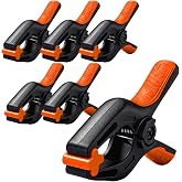 HORUSDY 6-Pack Spring Clamps Heavy Duty, 7-inch Large Plastic Clamps for Crafts with 3.7 Inch Jaw Opening for DIY, Gluing, Clamping and Securing