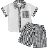 Baby Boy Summer Clothes Toddler Infant Short Sleeve Solid Cotton Linen T-Shirt Tops Casual Shorts Set 2Pcs Outfits