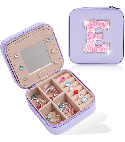 Joyero Portátil Personalizable Parima - Piel Sintética, Con Espejo, Organizador De Joyas, Color Azul