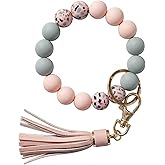BIHRTC Key Ring Bracelet Car Keychain Holder Wristlet Silicone Women Beaded Bangle Chains