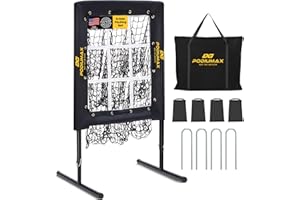 PodiuMax Baseball Pitching Net, 9 Hole Pitching Net with Strike Zone, 5 Adjustable Heights Baseball Throwing Net for All Ages