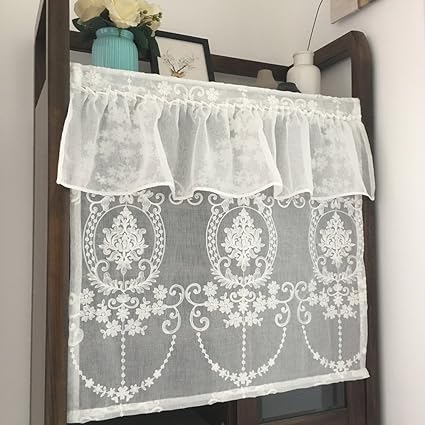 Amazon Com Yhh Roman Curtain Sheer Curtain White Embroidery Small