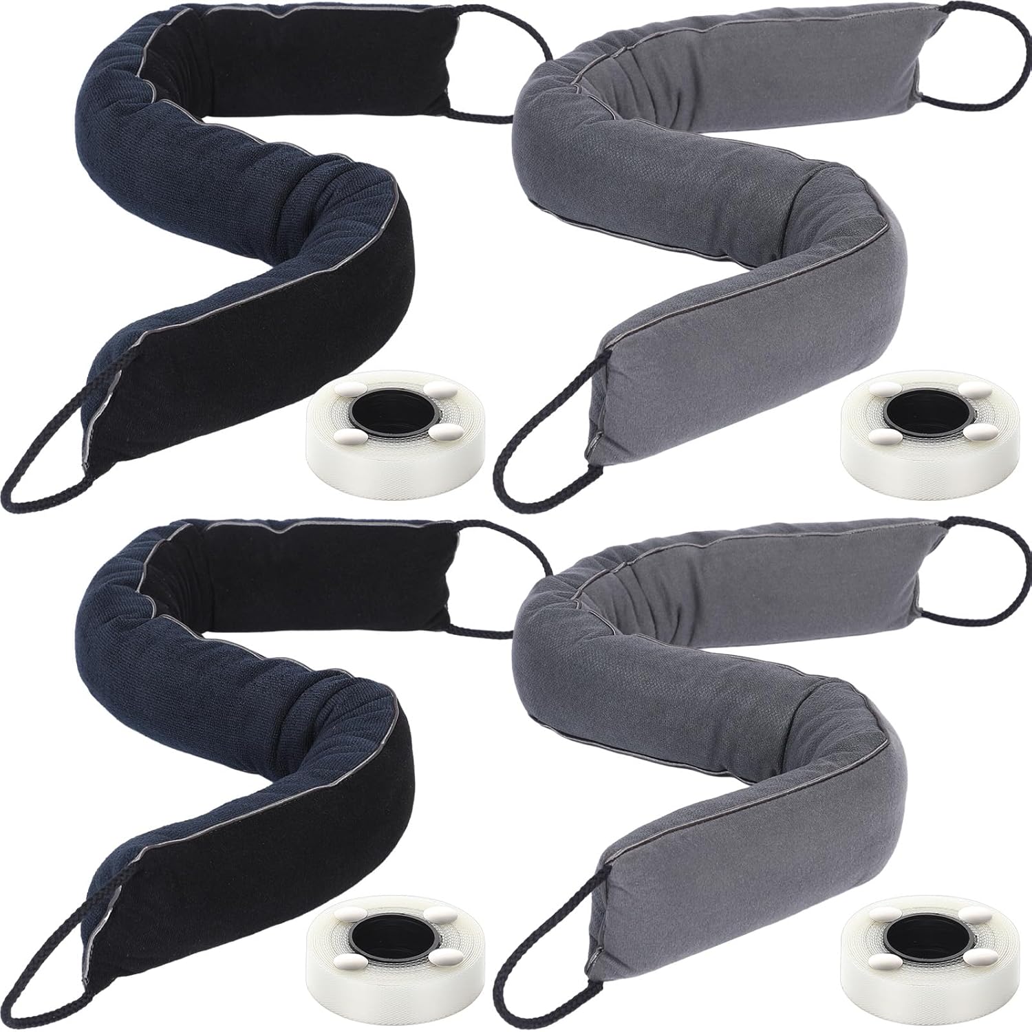 Draft Stoppers - Tioncy 4 Pcs 36 Inches Weighted Door Draft Stopper Under Door Noise Stopper Washable Sound Proof Under The Door Draft Guard Cold Air Bottom of Door Draft Blocker for Door Bottom Gap, Gray, Black