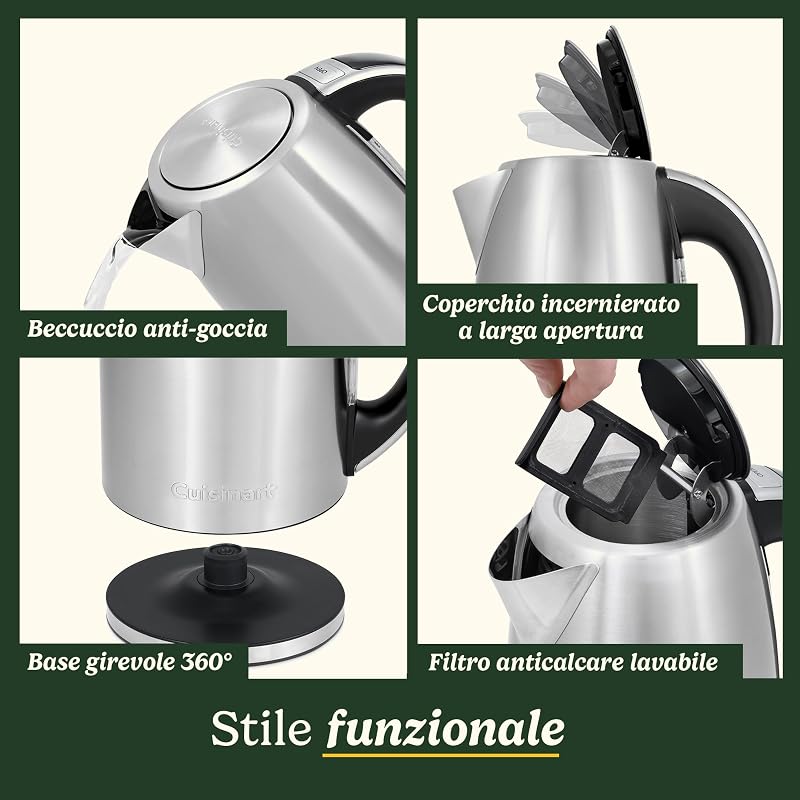 Bouilloire Électrique SmartElite 1,7L Inox – Écran tactile, Température réglable 50–100°C, Ébullition rapide 3 kW, Filtre anticalcaire lavable, Bec précis