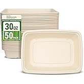 Homestockplus 30 oz Rectangle Paper Bowls 50 Pack Compostable Disposable Bowls for Party, Heavy Duty Large Disposable Serving Bowls for Tacos, Salads, Burrito, Pasta, Snacks, and Baked Potatos