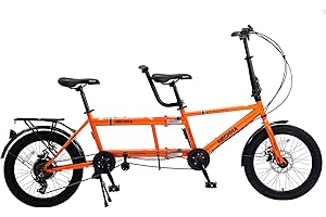 petolovty Tandem Bike - City Tandem Folding Bicycle, Foldable Tandem Adult Beach Cruiser Bike Adjustable 7 Speeds, 2-Seater, CE FCC CCC