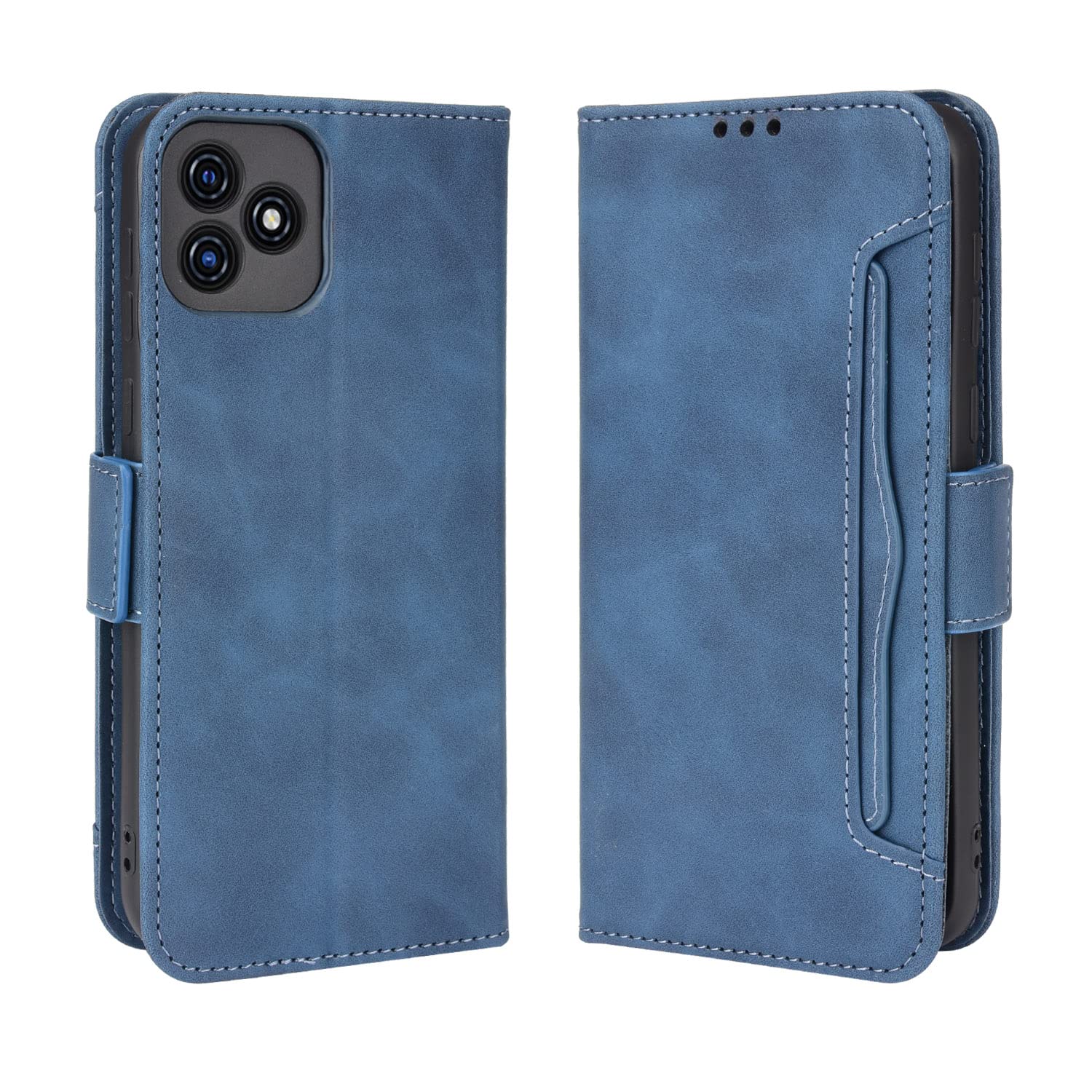 Blackview A55 Phone Case, Premium Leather Folio Flip Wallet Cover with Credit Card Pocket ID Slots Magnetic Closure Stand Shockproof Protective Skin Case for Blackview A55, Blue