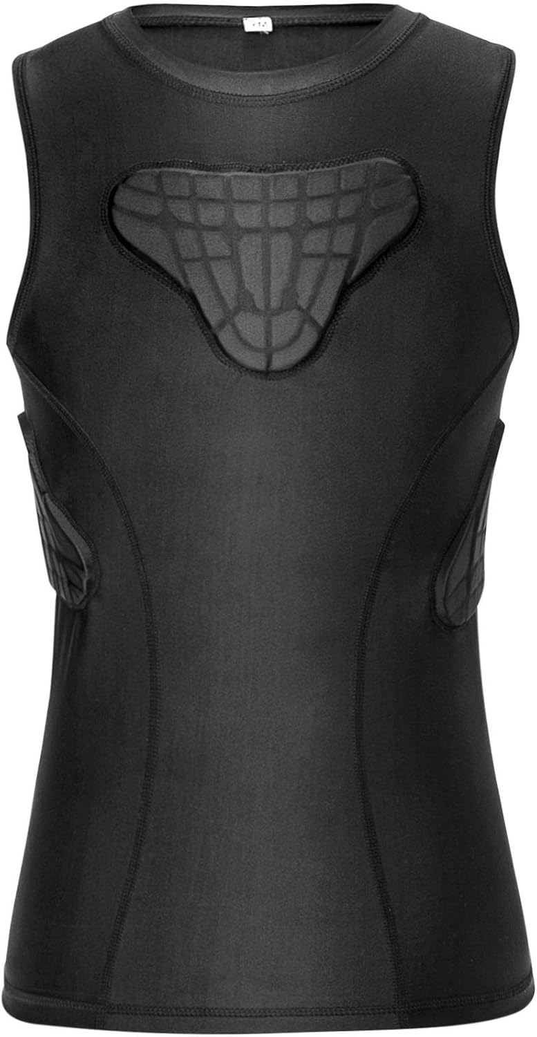 TUOY Youth Padded Shirt Chest Rib Protector Heart Guard Sternum Protective Compression Shirt for Baseball Football Basketball Lacrosse : Sports & Outdoors