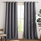 PONY DANCE Blackout Thermal Curtain 2 Panels 55 x 94 Inches Grey Eyelet Top