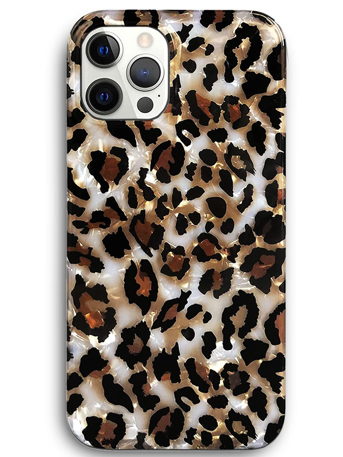Photo 1 of J.west Case Compatiable with iPhone 13 Pro Max 6.7 inch,Sparkly Animal Leopard Print Pattern Vintage Cheetah Glitter Translucent Clear Soft TPU Slim Protective Phone Case for Women Girls Light Brown