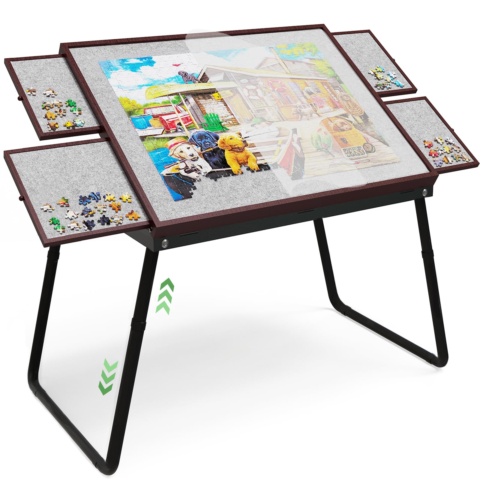 Photo 1 of Jigsaw Puzzle Table 1500pcs,18-28in Height Adjustable and Five Up Angles Puzzle Tables with Drawers,Jigsaw Puzzle Board with Cover,Puzzle Tables for Adults