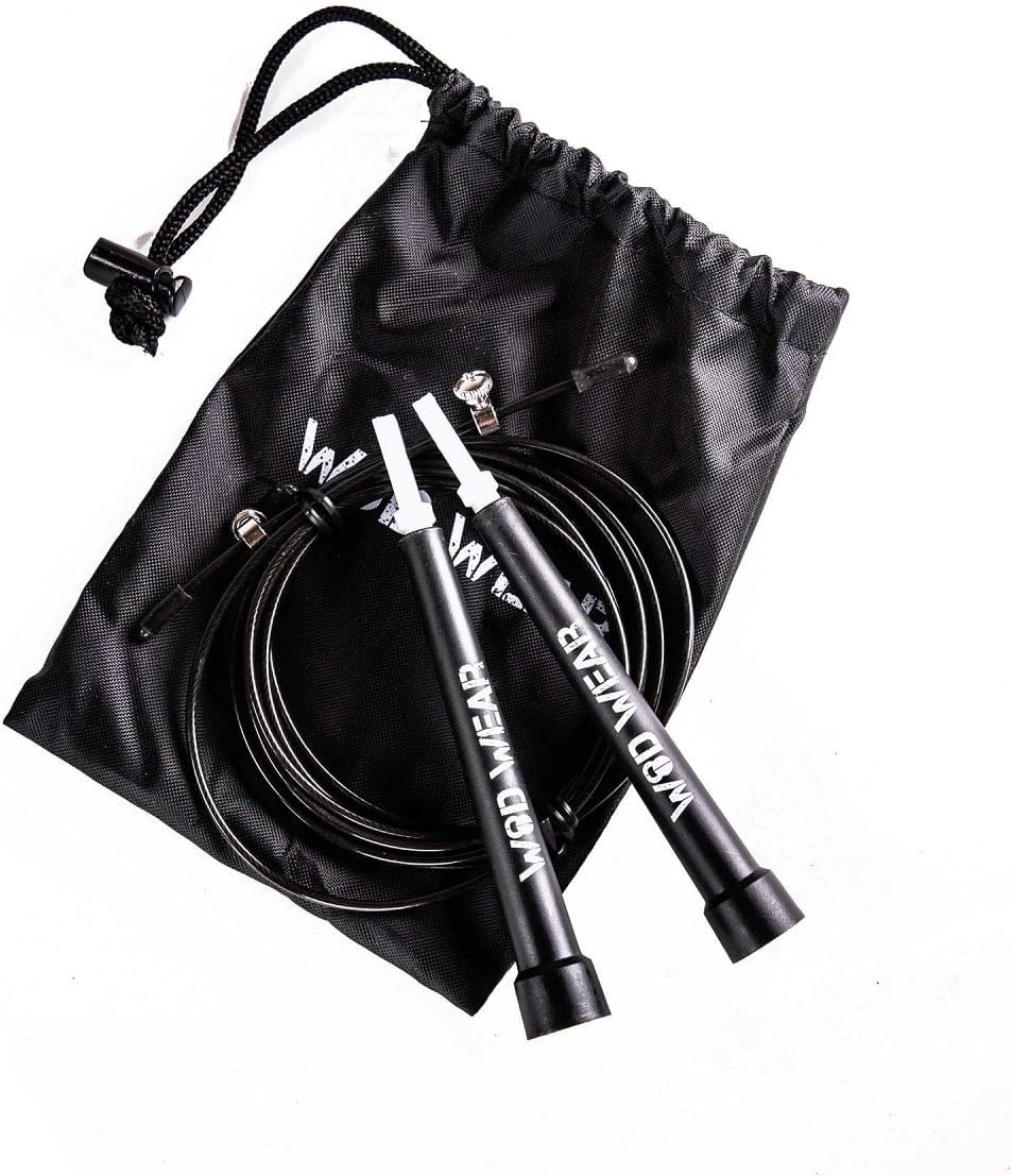 WOD Wear Speed Cable Jump Rope, Ultra Fast Fully Adjustable - Great for Cross Training, Boxing, Traveling Workouts, MMA, Exercise and Fitness, Comes with Rope Bag 100%