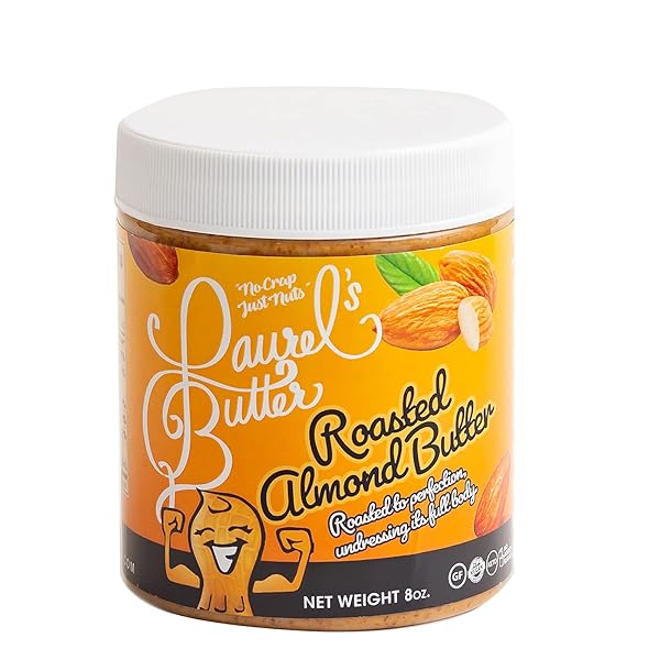 LAUREL’S BUTTER – KETO ROASTED SMOOTH ALMOND BUTTER – HEALTHY NUT BUTTER SNACK, LOW CARB, NO SUGAR, NON GMO, GLUTEN FREE, LIGHTLY SALTED- 8 OZ JAR