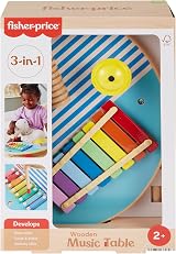 Fisher-Price Wood Toddler Musical Table 3-Piece Percussion Instrument HXT91 view 6