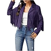 Stylish Women's Fringe Tassel Cropped Jacket Faux Suede Leather Motorcycle Coat for Casual Outfit