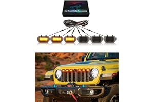 OKLSG LED Grill Lights for Jeep Wrangler JL 2024 2025 Grille Lights Wrangler JL Accessories Front Grille Trims (Yellow)