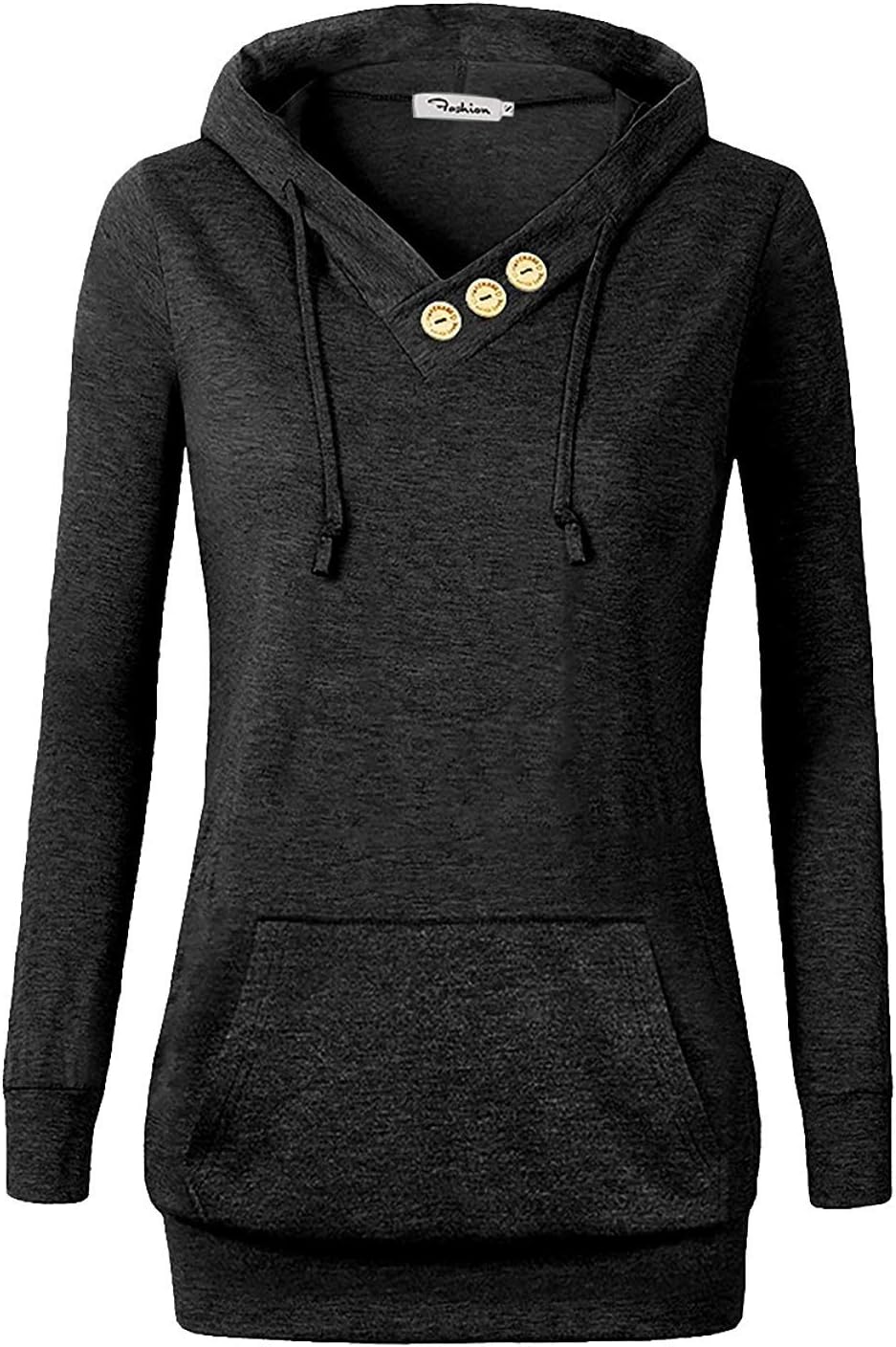 Semir Women's Black Hoodie Long Sleeve Solid Zip Up Jacket wih Pockets
