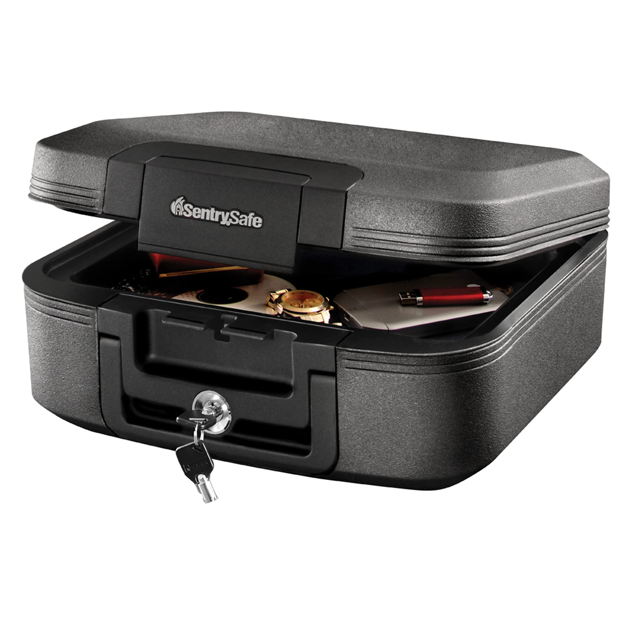 Photo 1 of ****SAFE DOES NOT LOCK*****SentrySafe Dark Gray Fireproof and Waterproof Safe with Key Lock, Chest Lock Box with Carrying Handle for Travel, 0.28 Cubic Feet, 6.6 x 15.4 x 14.3 Inches, CFW20201