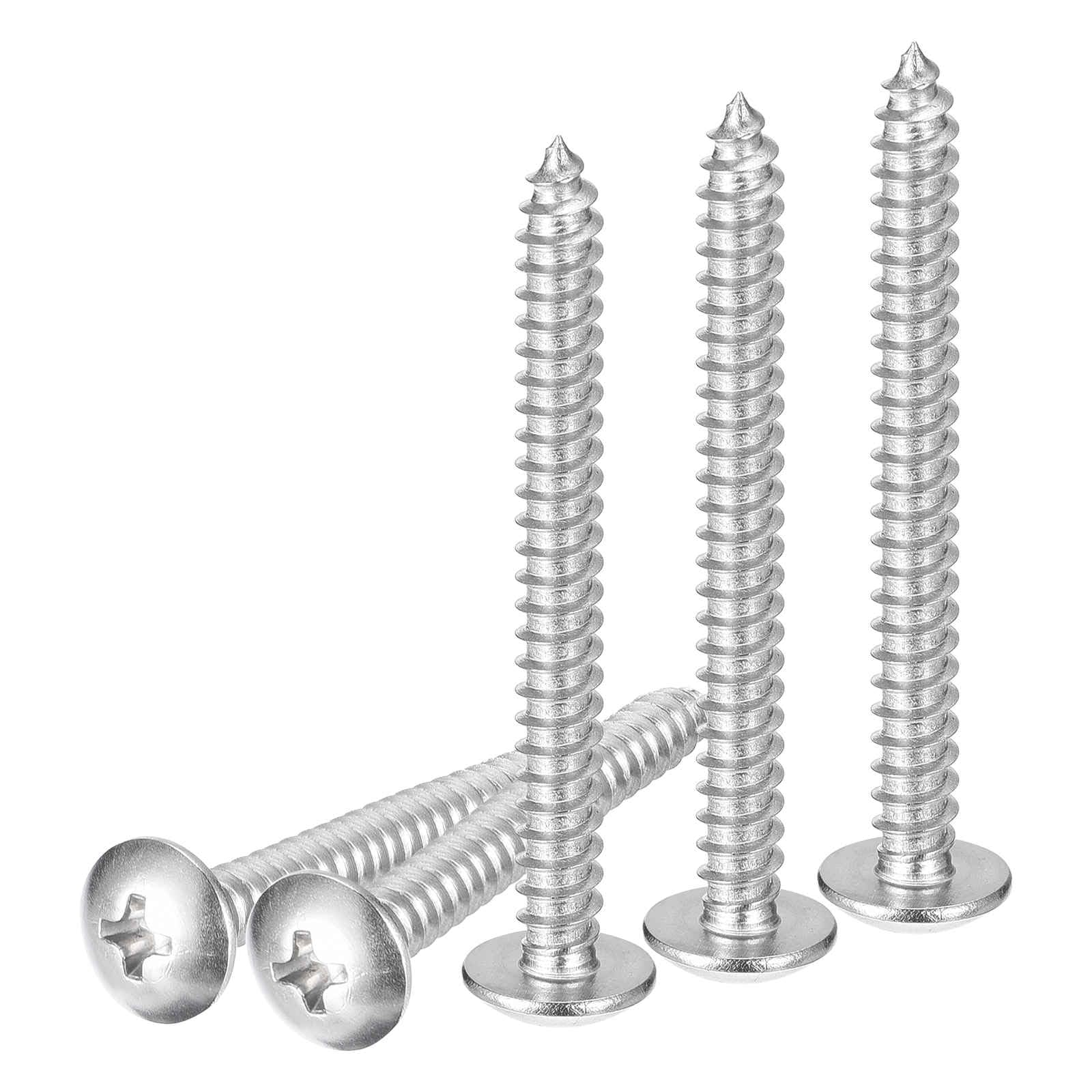 DTGN #8x1-3/4 Sheet Metal Screws - 50 Pack - for Wood, Furniture - 304 Stainless Steel Phillips Truss Head Self Tapping Tip Wood Screws - Silver