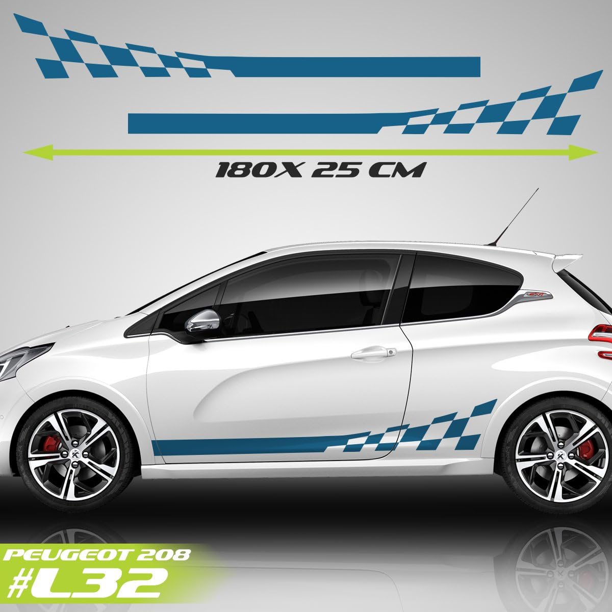 Peugeot 208 Sport Racing Stripes Logo Stickers Decal Car Stickers Graphics (BLUE`) Amazon.co.uk