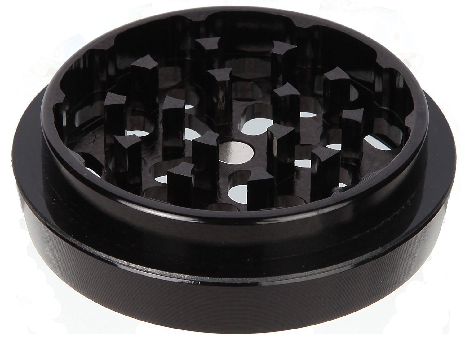 Zip Grinders - Pagoda Tower Spice & Herb Grinder - Four Piece with Pollen Catcher - Premium Grade Aluminum (2.5", Black)