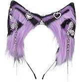 Wolf Ears Headband for Women - Soft Plush Faux Fur Cosplay Costume Accessory (Purple), Comfortable for Long Wear, Halloween Party Favors, Anime Convention, Daily Fashion, Luxury Gift Box Packaging